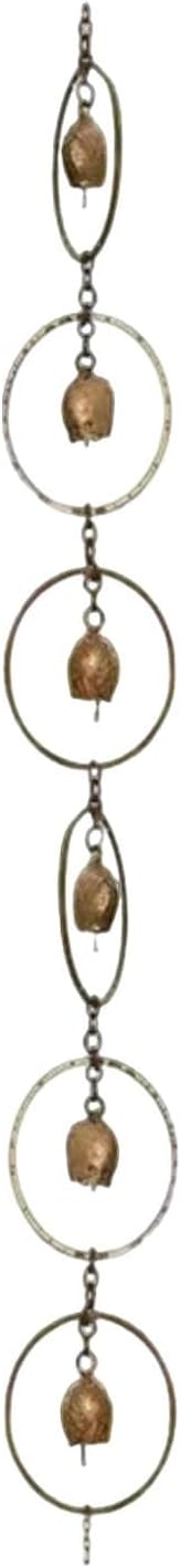 Copper Rain Chain for Gutters Vintage Outdoor Garden Patio Decorations Hanging Chimes Heart Circle Watering Can Metal Rain Chain Rustic Farmhouse Porch Backyard Outside Home Decor