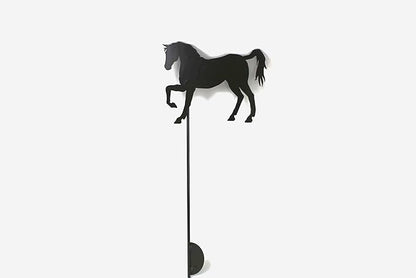 Pets and Farm Animals Metal Garden Landscape Stake (9" Wide Horse on Stake, Bronze Charcoal)