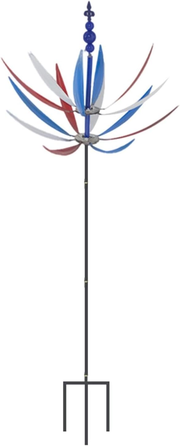 360° Outdoor Wind Spinner, Garden Pinwheels Metal Wind Sculpture Spinner with Gardens Stake, Rotating Windmill Yard Art Decor for Patio, Lawn & Garden (Color)