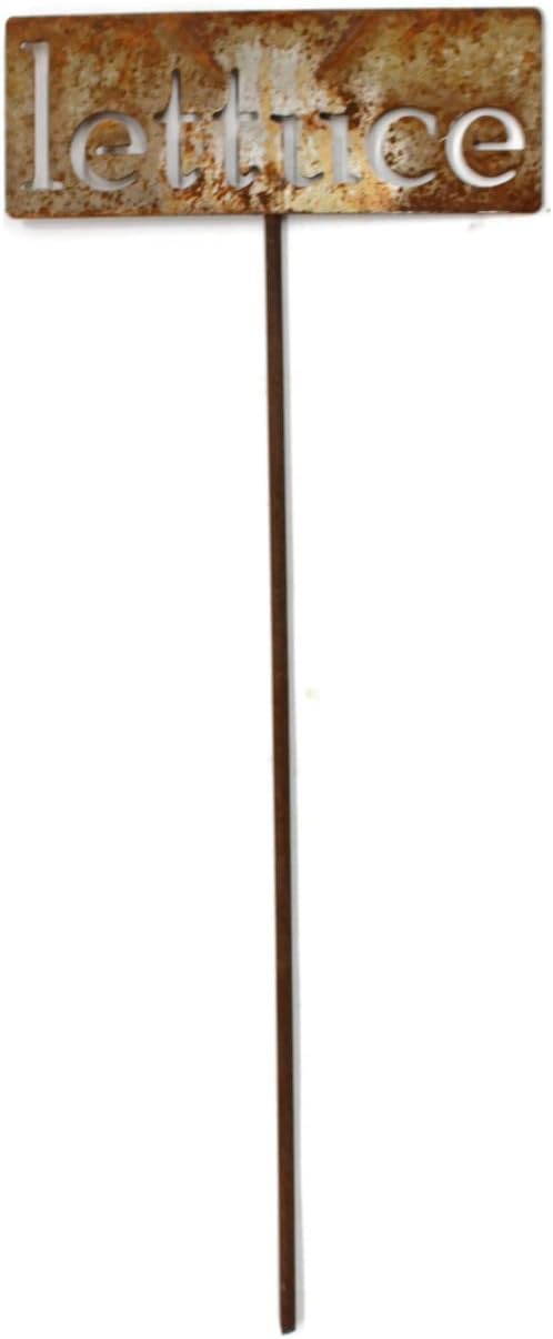 Classic Metal Garden Markers 19 Inches Tall (lettuce, Naturally Rusted)