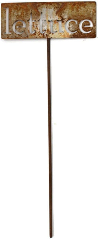 Classic Metal Garden Markers 19 Inches Tall (lettuce, Naturally Rusted)