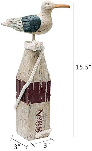 Seagull Figurine Sea Bird Statue Coastal Bird Figurines for Garden Resin Seagull Decor Seabird Decoration Birds Sculptures Yard Outdoor Indoor Nautical Decor Ocean Beach Home 15.5 Inch