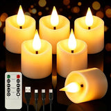 Rechargeable Flameless Tea Lights - 6 Pack with Remote Timer