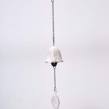 Japanese Traditional Lucky Small Wind Chimes for Outside, Iwachu Cast Iron Bless Temple Wind Bell Memorial and Sympathy Leaf Wind Chimes Outdoor or Indoor for Good Luck Garden, Patio, Balcony