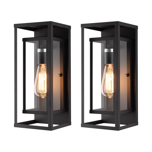 Mirrea 14" Outdoor Wall Light - Matte Black (2 Pack)