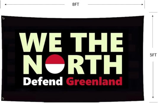 Defend Greenland Flag 5X8FT,Both Sides Printed, Men Women Banner,Vibrant Colors, Double Stitched with 2 Brass Grommets, Bar Garden Street Decoration, GYM, Office Decor,Indoor Outdoor Use,Gifts. (Black, 5x8ft)