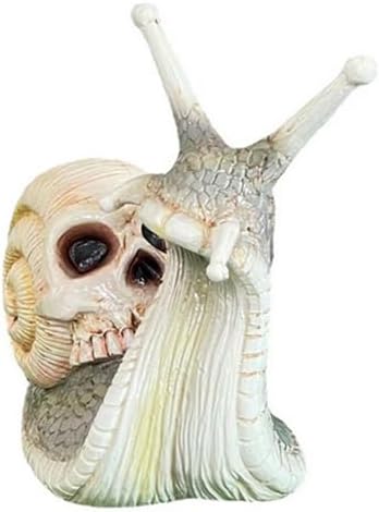 Skull Snail Garden Statues Halloween Skull Snail Sculpture Gothic Skull Decor Interesting Desktop Resin Craft Ornaments for Home Outdoor Office Decor,White
