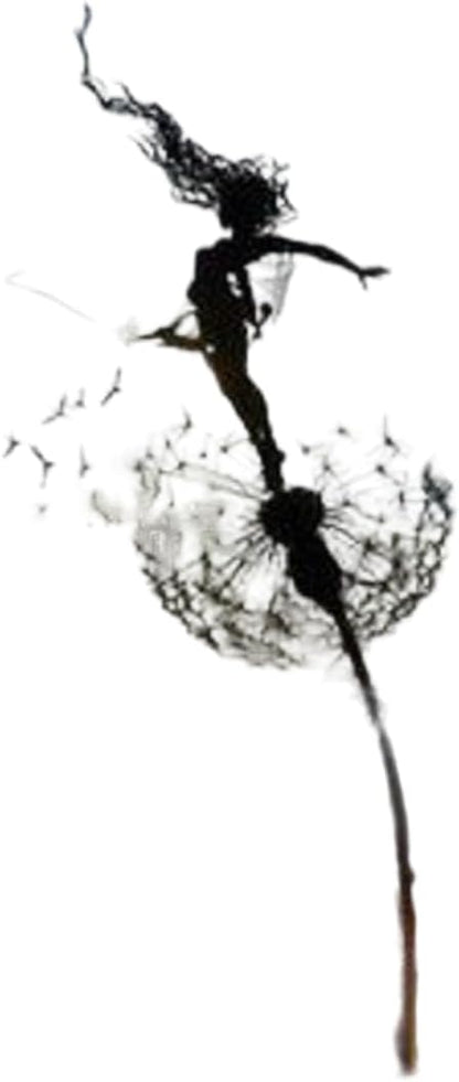Fairies Wire Dandelion Stainless Garden Art Sculpture Steel Statue, Dancing Fairy Dandelion Garden Ornaments Art Decorations for Outdoor Yard Lawn Patio (A)