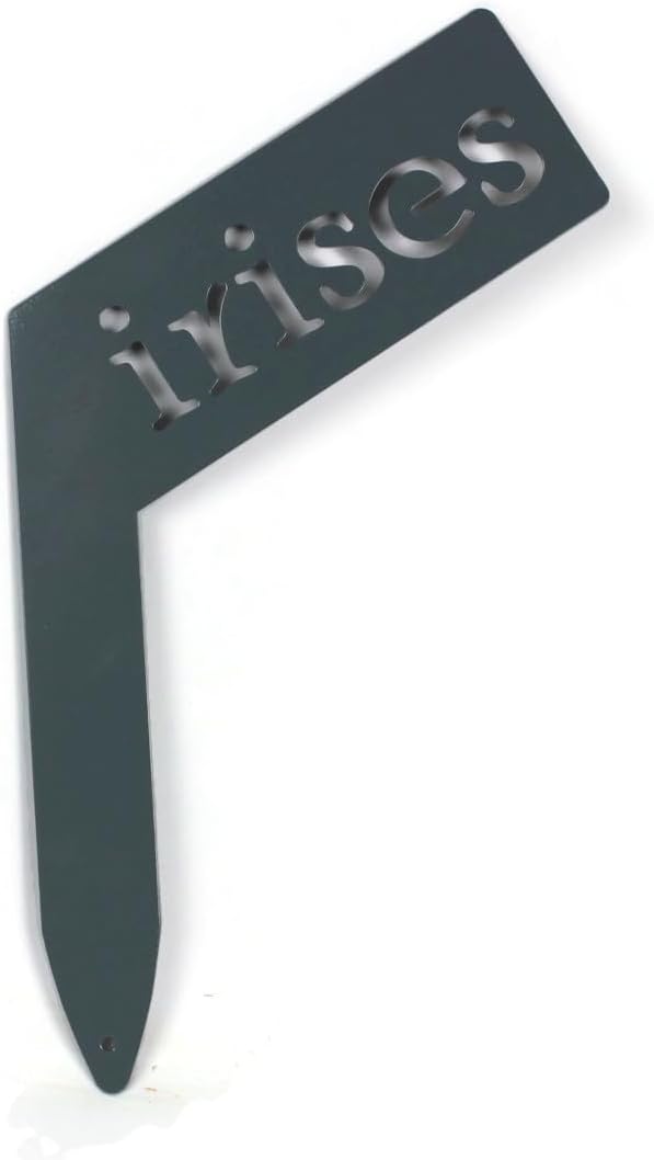 Planter Size Small Metal Garden Plant Vegetable Flower or Herb Markers 13.5 Inches Tall (irises, Primed Finish)