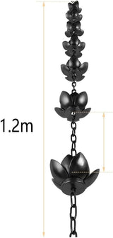 Rain Chain Set, 4ft Copper Plated Rain Chain for Gutters with Adapter, Rain Chain Cups to Replace Gutter Downspout