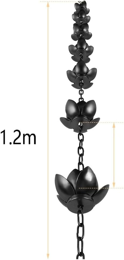 Rain Chain Set, 4ft Copper Plated Rain Chain for Gutters with Adapter, Rain Chain Cups to Replace Gutter Downspout