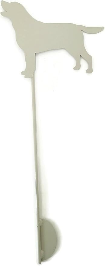 Pets and Farm Animals Metal Garden Landscape Stake (9" Wide Labrador Dog on Stake, Cream)