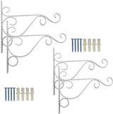 TIHOOD 4PCS Metal Plant Bracket Iron Wall Mount Lanterns Hangers for Hanging Bird Feeders, Lanterns, Wind Chimes, Planters, Outdoor Decoration Hooks (White)