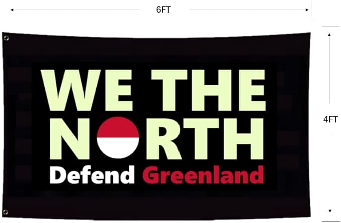 Defend Greenland Flag 4X6FT, Both Sides Printed, Men Women Banner,Vibrant Colors, Double Stitched with 2 Brass Grommets, Bar Garden Street Decoration, GYM, Office Decor,Indoor Outdoor Use,Gifts. (Black, 4x6ft)