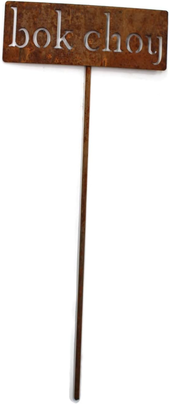 Classic Metal Garden Markers 19 Inches Tall (bok choy, Naturally Rusted)