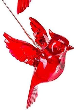 Solar Cardinal Red Bird Wind Chime, Solar-Powered Mobile Hanging Patio Lights with 6 Vivid Hummingbirds，Multi-Color Changing LED Garden Decoration for Home Party Night Garden Decoration