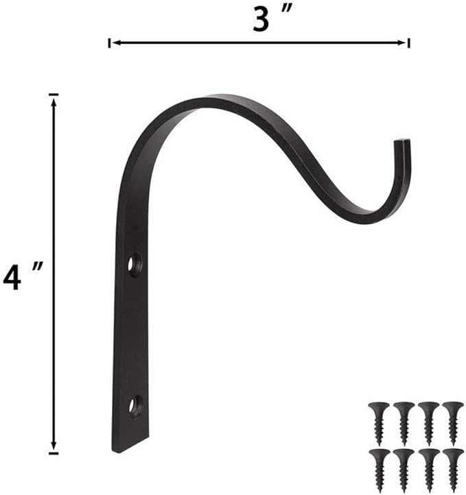 Mkono 6 Pack Iron Wall Hooks for Hanging Plant Lanterns, Plant Hanger Fence Metal Bracket for Bird Feeders, Wind Chimes, Mason Jar Sconces, Light Outdoor Indoor Rustic Home Decor, 3 Inch