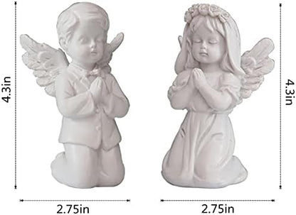 Asng Cherubs Angels Resin Garden Statue Figurine, Adorable Angel Sculpture Memorial Statue, Indoor Outdoor Home Garden Decoration (Praying Cherub-boy)