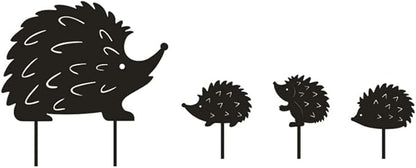 Hedgehog Wrought Iron Garden Stake Standing Metal Backyard Statue Animal Hollow Yard Ornament