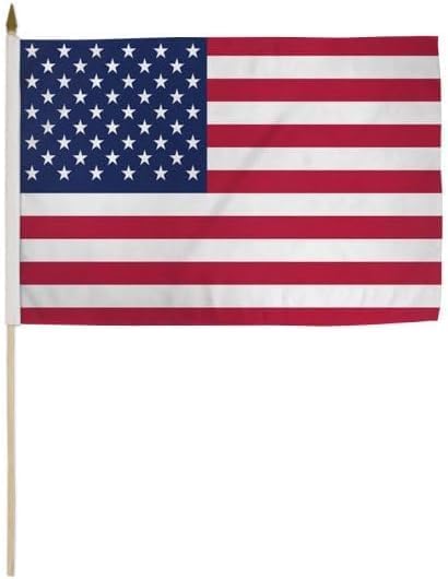 American Flag on Stick 12x18 Bandera De Americano USA Handheld Post Regalo Tapestry Independence Day Wall Home Decor Indooor Patio Lawn Porch Room Outdoor Banner July 4th Decorations Gifts