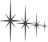 CREATCABIN 4Pcs Star Burst Wall Decor Black Mid Century Modern Metal Wall Art Sculpture Retro 8 Pointed Atomic Stars Celestial Hanging Ornament Accents for Home Bedroom Office Room Decoration