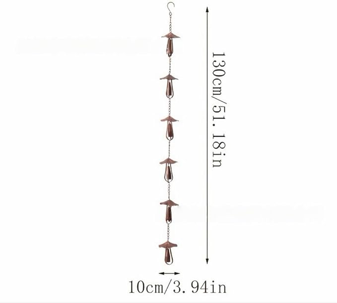 Rain Chain Home Decor, Outdoor 3.54 FT Rain Catcher Chain for Gutter Downspouts Divert for Roof Porch Lawn Gazebos Garden Drainage Eaves Decor (Pinecone) (Mushroom)
