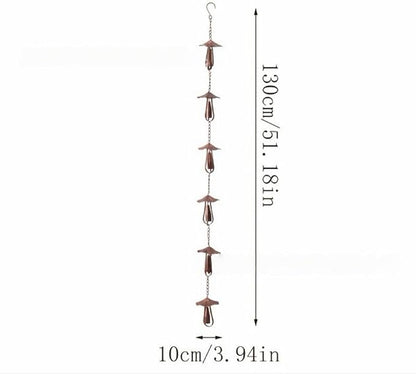 Rain Chain Home Decor, Outdoor 3.54 FT Rain Catcher Chain for Gutter Downspouts Divert for Roof Porch Lawn Gazebos Garden Drainage Eaves Decor (Pinecone) (Mushroom)