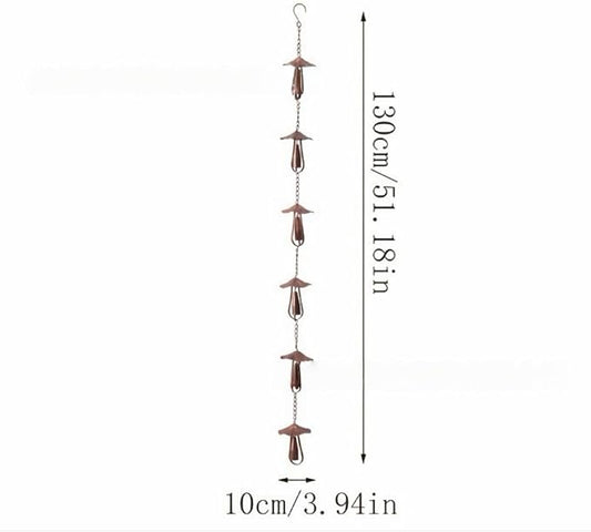 Rain Chain Home Decor, Outdoor 3.54 FT Rain Catcher Chain for Gutter Downspouts Divert for Roof Porch Lawn Gazebos Garden Drainage Eaves Decor (Pinecone) (Mushroom)