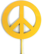 Peace and Heart Staked Signs or Wall Art Rustic or Powder Coated Finishes (Peace Medium Stake 25", Yellow)