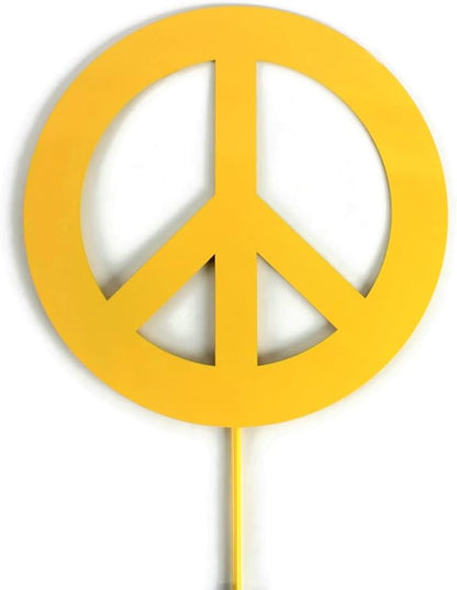 Peace and Heart Staked Signs or Wall Art Rustic or Powder Coated Finishes (Peace Medium Stake 25", Yellow)