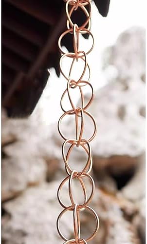 Decorative Rain Chains Waterfall, Copper Rain Gutter Chain Downspout Catcher, 5ft 6ft 7ft 8ft 9ft Decorative Rain Chain for Porch Patio Deck Garden, Outside Divert Water Chains (1.8m/6ft)