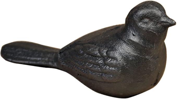 Rustic Cast Iron Bird Statue Farmhouse Chic Cottage Bird Figurine Home Garden Desktop Decor Doorstop Collectible Animal Bird Figurines Gift Retro