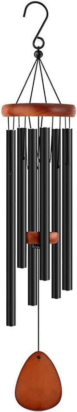 26 Inch Black Wind Chimes for Outside, Soft Tone Metal Wind Chimes for Garden Decor, Small to Medium Outdoor Chimes for Patio, Balcony, Housewarming Gift