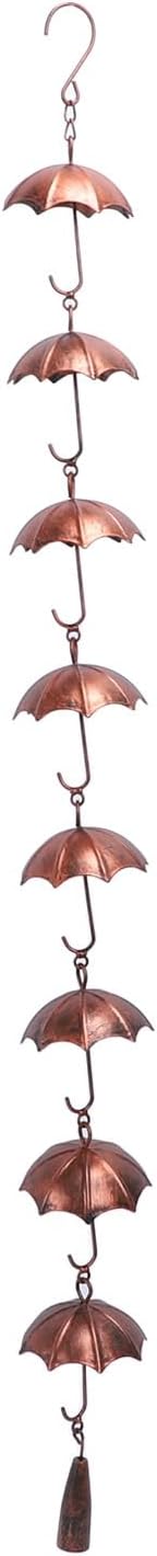 39.4in 8 Cups Rain Chain,ecorative Umbrella Rain Chain Bell, Rainwater Diverter Copper Catcher Rain Chimes for Garden Decor,Decorative Umbrella Rain Chain Bell for Home Garden Patio Outdoor Decor