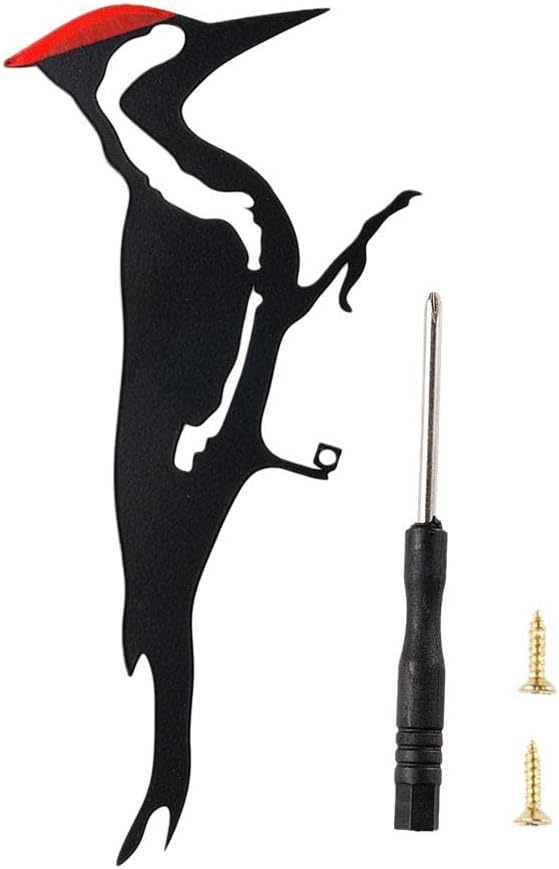 Woodpecker Silhouette for Tree, Metal Bird Yard Art Decor, Weatherproof Outdoor Garden Statue, Bird Ornament for Patio, Lawn, Backyard