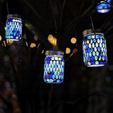 Cooo 4 Pack Mosaic Solar Lanterns - Waterproof, Never Rust