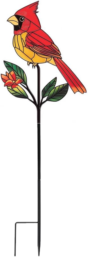 Red Cardinal Garden Stake – Metal Outdoor Bird Decoration for Yard, Lawn, and Flower Bed – Memorial Ornament (Red Cardinal-a)