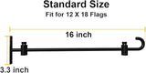Koutemie Wall Garden Flag Stand Holder Pole with Stoppers for 12 x 18 Outside Small Yard Flags Décor, One Piece Wall Mounted Metal Garden Flag Scroll Hanger for Mailbox Post, Black