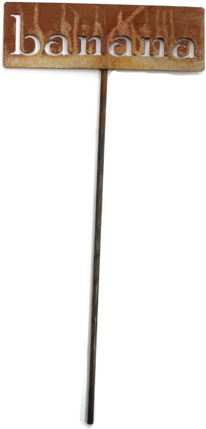 Classic Metal Garden Markers 19 Inches Tall (banana, Naturally Rusted)
