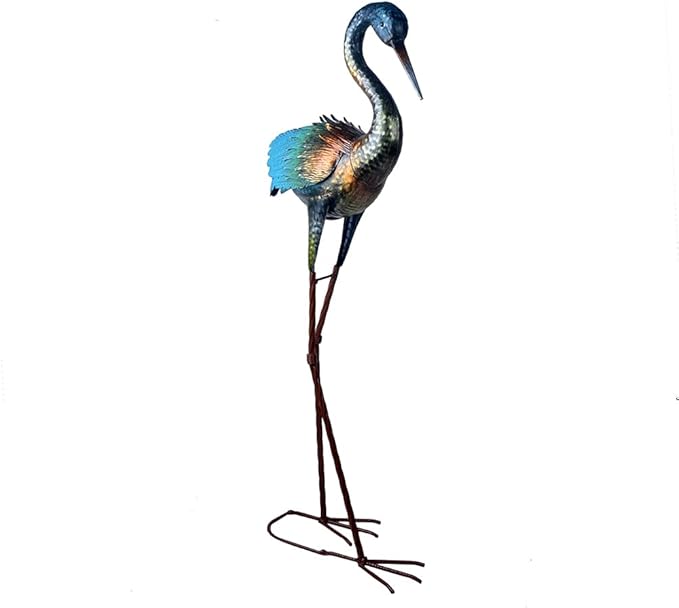 Colorful Metal Crane Statues Outdoor Garden Yard Art for Patio Lawn Backyard Decoration