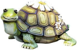 Giftware by Roman Inc., 5.25" H Turtle with Daisies Statue, Garden Collection, Outdoor Statue, Memorial, Resin Stone, Adorable Turtle and Flowers, Garden Décor (5x6x9)