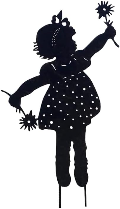 Butterfly Girl Silhouette Sculpture,Shadow Art Garden Figurines, Metal Garden Fence Stake for Lawn Outdoor Patio Home Decor (C)