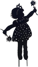 Butterfly Girl Silhouette Sculpture,Shadow Art Garden Figurines, Metal Garden Fence Stake for Lawn Outdoor Patio Home Decor (C)