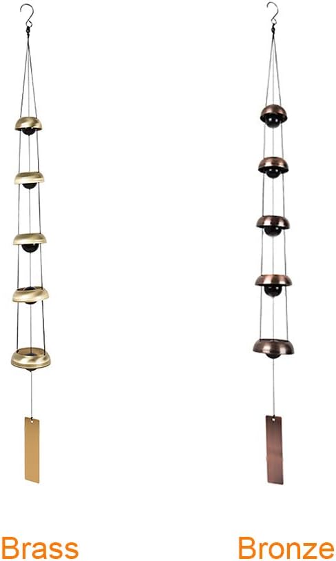 JIANWEI Bell Wind Chimes Temple Wind Bell, Vintage Copper Bell, Feng Shui Wind Chimes with 5 Bells, Memorial Wind Chime for Home Yard Balcony Window Outdoor(Bronze)