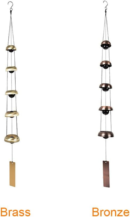 JIANWEI Bell Wind Chimes Temple Wind Bell, Vintage Copper Bell, Feng Shui Wind Chimes with 5 Bells, Memorial Wind Chime for Home Yard Balcony Window Outdoor(Bronze)