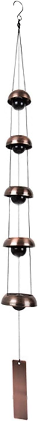 JIANWEI Bell Wind Chimes Temple Wind Bell, Vintage Copper Bell, Feng Shui Wind Chimes with 5 Bells, Memorial Wind Chime for Home Yard Balcony Window Outdoor(Bronze)