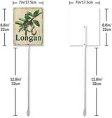 Uptell Vintage Aluminum Longan Fruit Signs Yard Sign with Stake for Garden Fruit Garden Label Stakes Plant Markers for Outdoor Plants Waterproof 7x8.8 inch