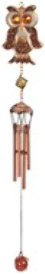 StealStreet SS-G-99369 Perched Brown Owl Copper Toned Wildlife Wind Chime, 22.5"