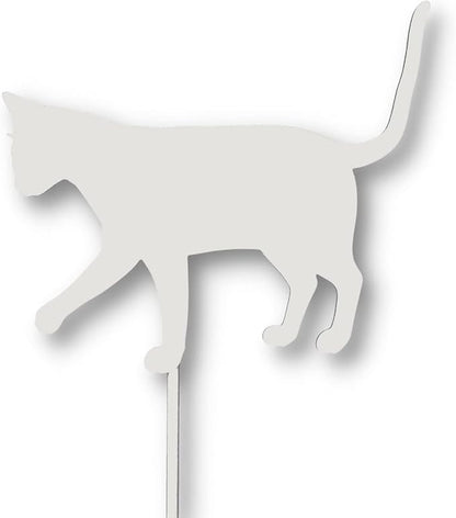 Pets and Farm Animals Metal Garden Landscape Stake (9" Wide Cat on Stake, Off White)