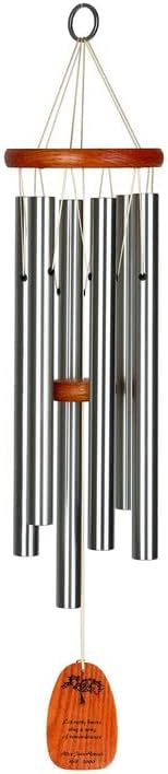 Woodstock Chimes Personalized Amazing Grace Wind Chime for Outside 40" Medium Silver,Outdoor Garden Decor, Memorial Gift for Loss Loved Ones P-AGLS03